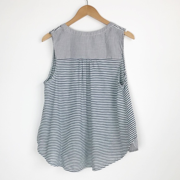 ANTHROPOLOGIE Striped Button Up Sleeveless Blouse - Picture 4 of 7
